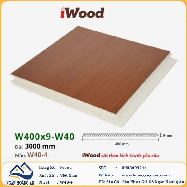 Tấm Nhựa Ốp Tường Ốp Trần Nano Giả Gỗ Iwood W40-4